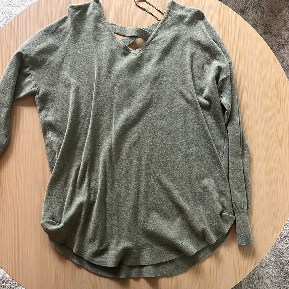 Green Sweater with cutout back detail